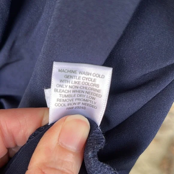 EUC New York & Company stretch, knotted front navy top - Picture 8 of 14